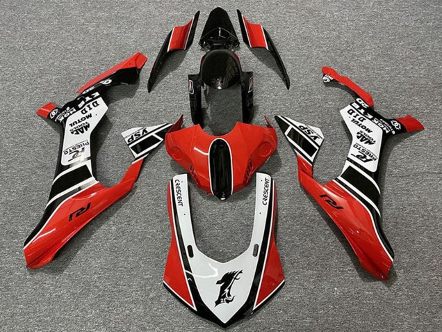 2015-2019 Yamaha R1 Motorcycle Fairings - White Red Glossy Black Motul YSP
