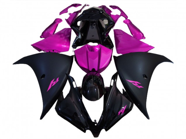2012-2014 Yamaha R1 Motorcycle Fairings - Glossy Black Matte Black Pink