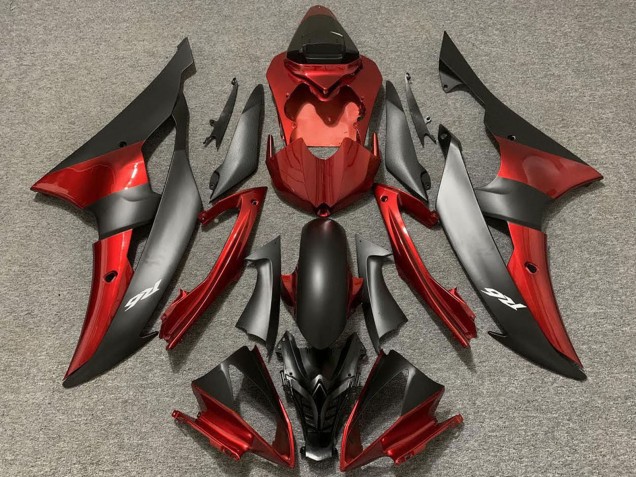 2008-2016 Yamaha R6 Motorcycle Fairings - Red Matte Black