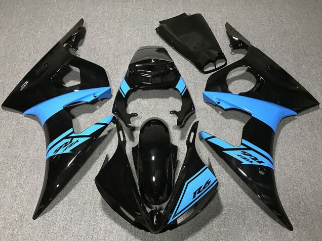 2003-2004 Yamaha R6 Motorcycle Fairings - Glossy Black Light Blue