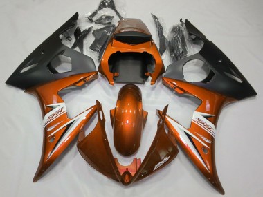 2003-2004 Yamaha R6 Motorcycle Fairings - Orange White Matte Black