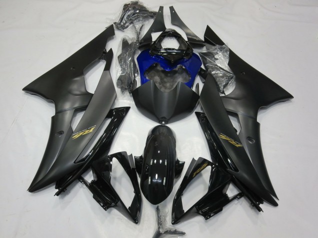 2008-2016 Yamaha R6 Motorcycle Fairings - Glossy Black Matte Black Blue Gold Decals