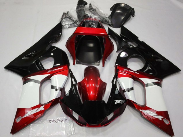 1998-2002 Yamaha R6 Motorcycle Fairing - Red White Glossy Black