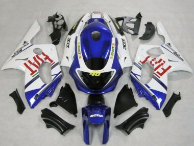 1996-2007 Yamaha YZF600R Thundercat Motorcycle Fairings - White Blue Fiat Motul