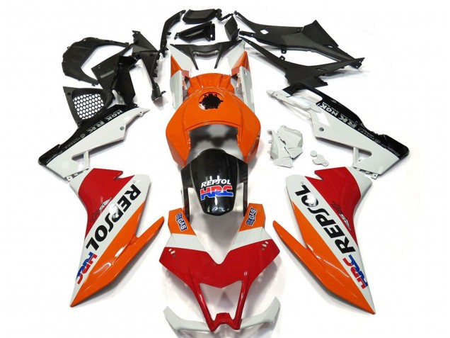 2012-2018 Aprilia RS4 125 Motorcycle Fairings - Orange White Red Glossy Black Repsol