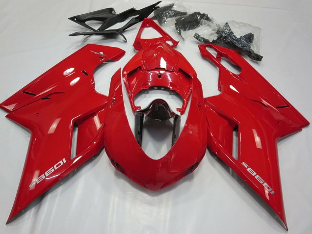 2007-2014 Ducati 1098 Motorcycle Fairings - Glossy Red Glossy Black