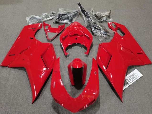 2007-2014 Ducati 848 1098 1198 Motorcycle Fairings - Glossy Red Plain