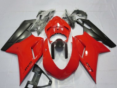2007-2014 Ducati 848 Motorcycle Fairings - Red Matte Black