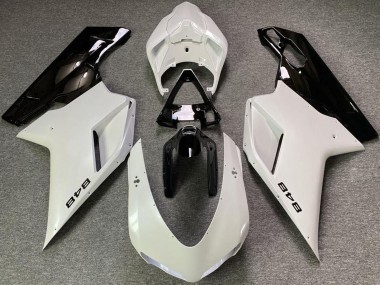 2007-2014 Ducati 848 Motorcycle Fairings - Pearl White Glossy Black