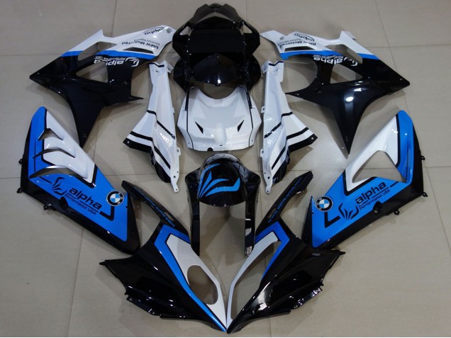 2009-2014 BMW S1000RR Motorcycle Fairings - White Blue Glossy Black Alpha