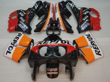 1990-1999 Honda CBR400RR NC29 Motorcycle Fairings - Orange White Red Glossy Black Repsol HRC