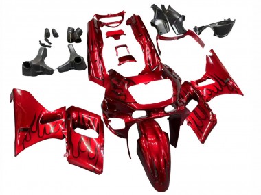 1993-2007 Kawasaki ZZR400 Motorcycle Fairings - Red Black Flame