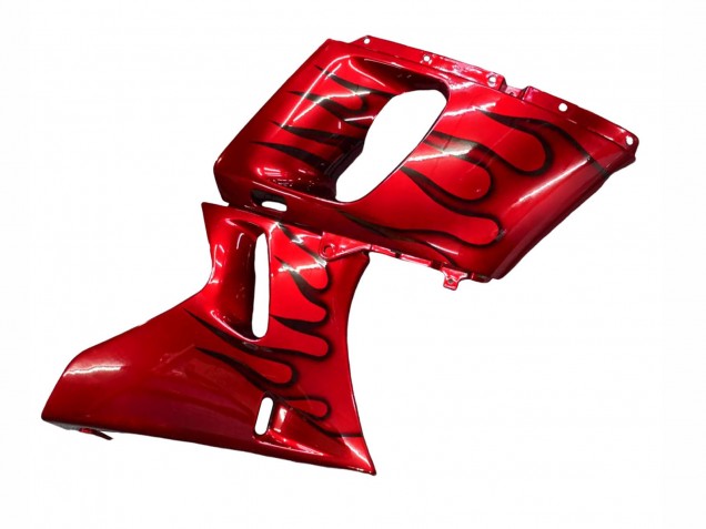 1993-2007 Kawasaki ZZR400 Motorcycle Fairings - Red Black Flame