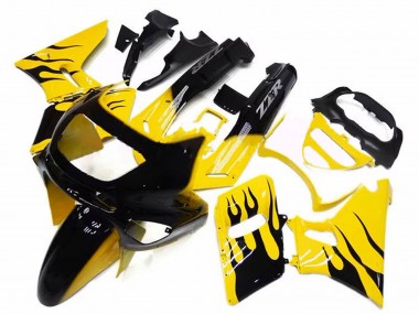 1993-2007 Kawasaki ZZR400 Motorcycle Fairings - Yellow Black Flame