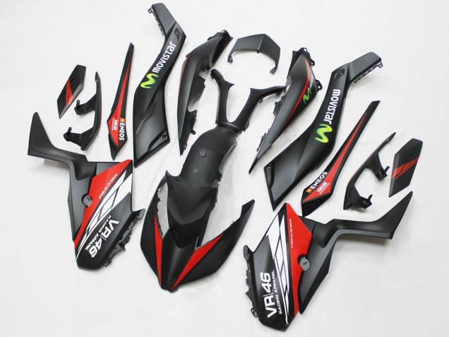 2017-2021 Yamaha XMAX300 Motorcycle Fairings - Matte Black Red MoviStar ENEOS 46