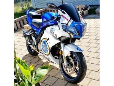 2003-2013 Suzuki SV650 Motorcycle Fairings - White Blue Lucky Strike Motul
