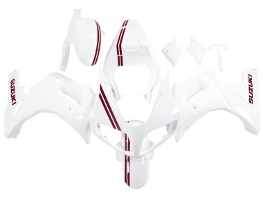 2003-2013 Suzuki SV650 Motorcycle Fairings - White with Dark Red Lines