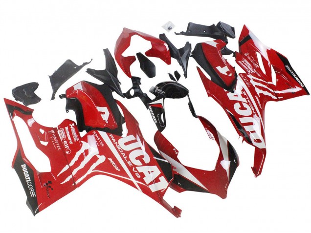 2020-2024 Ducati Panigale V2 Motorcycle Fairings - Red Glossy Black Monster Corse