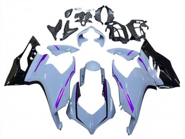 2020-2024 Ducati Panigale V2 Motorcycle Fairings - Glossy Grey Purple Glossy Black