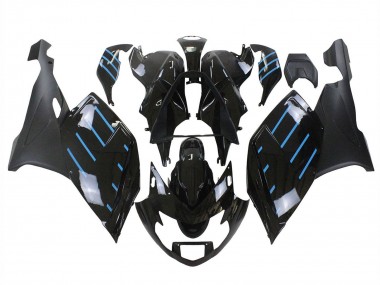 2005-2010 BMW K1200S Motorcycle Fairings - Glossy Black Matte Black Blue Lines