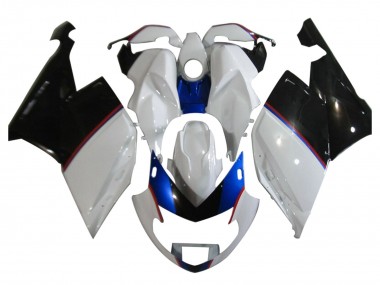 2005-2010 BMW K1200S Motorcycle Fairings - White Blue Glossy Black