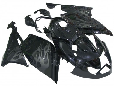 2005-2010 BMW K1200S Motorcycle Fairings - Glossy Black Grey Flame