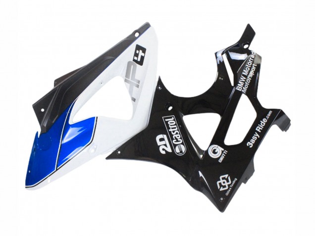 2009-2014 BMW S1000RR Motorcycle Fairings - White Blue Glossy Black Castrol