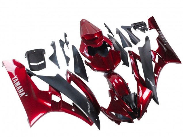 2006-2007 Yamaha YZF 600 R6 Motorcycle Fairing - Red Matte Black