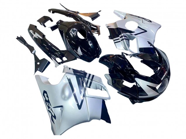 1991-1994 Honda CBR600 F2 Motorcycle Fairings - Silver Glossy Black