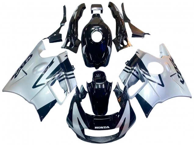 1991-1994 Honda CBR600 F2 Motorcycle Fairings - Silver Glossy Black