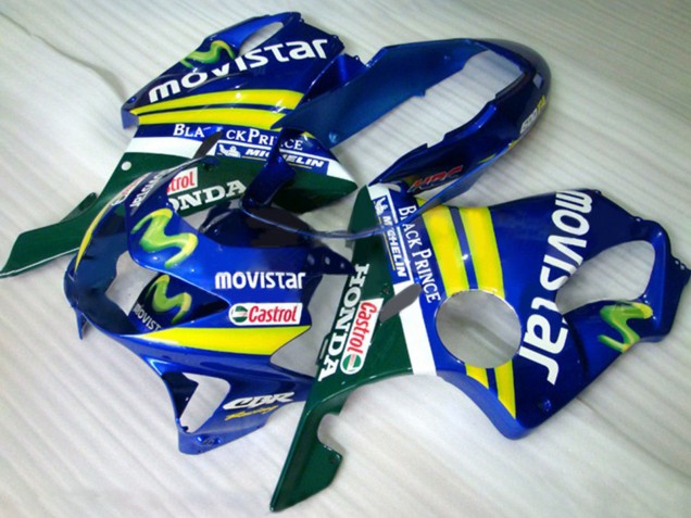 1999-2000 Honda CBR600 F4 Motorcycle Fairings - Blue Yellow Green MoviStar Castrol