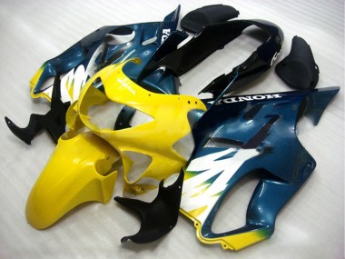 1999-2000 Honda CBR600 F4 Motorcycle Fairings - Yellow Dark Blue Glossy Black