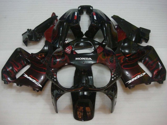1992-1993 Honda CBR900RR 893 Motorcycle Fairings - Glossy Black Red Flame