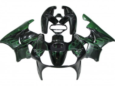1998-1999 Honda CBR900RR 919 Motorcycle Fairings - Glossy Black Green Flame