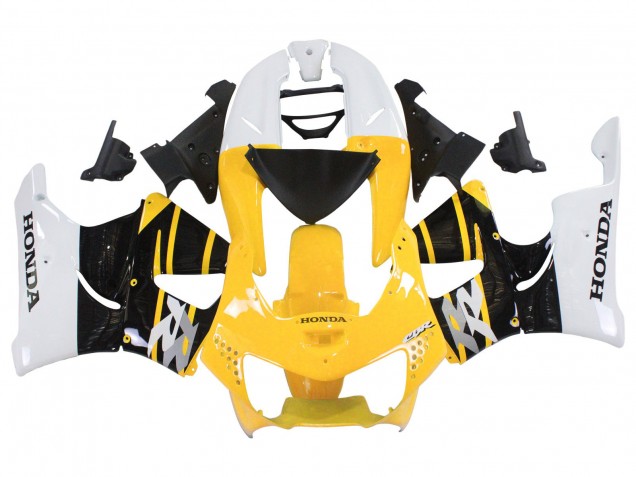 1998-1999 Honda CBR900RR 919 Motorcycle Fairings - White Yellow Glossy Black