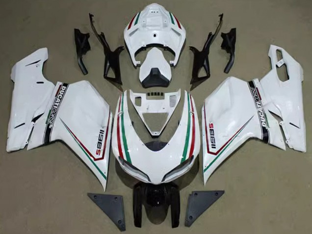 2007-2014 Ducati 1198 Motorcycle Fairings - White Red Green Black Corse