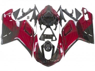 2007-2014 Ducati 848 Motorcycle Fairing - Red Glossy Black