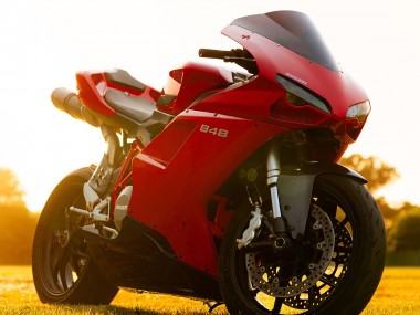 2007-2014 Ducati 848 Motorcycle Fairings - Red Glossy Black