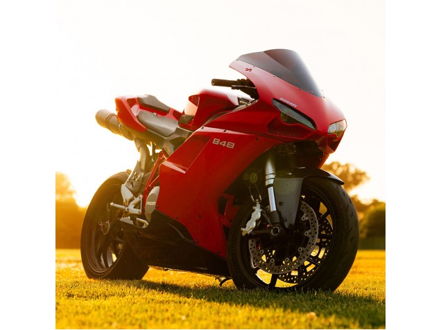 2007-2014 Ducati 848 Motorcycle Fairings - Red Glossy Black