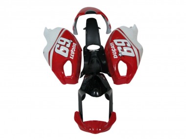 2008-2012 Ducati Monster 696 796 1100 1100S Motorcycle Fairings - White Red Glossy Black 69