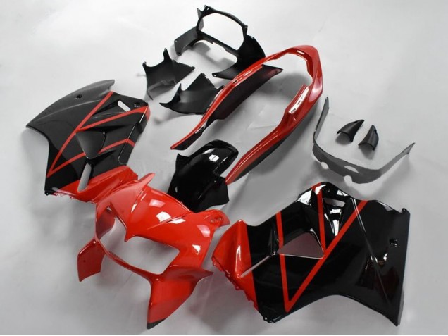 1998-2001 Honda VFR 800 Motorcycle Fairings - Red Glossy Black Stripe