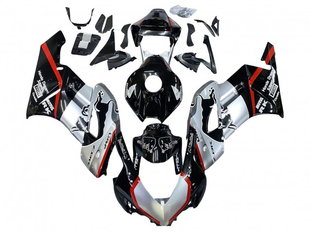 2004-2005 Honda CBR1000RR Motorcycle Fairings - Silver Glossy Black Red Stripe
