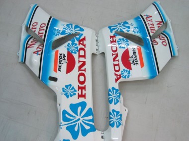 2004-2005 Honda CBR1000RR Motorcycle Fairings - White Blue Snow Nastro Azzurro 46
