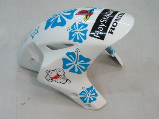 2004-2005 Honda CBR1000RR Motorcycle Fairings - White Blue Snow Nastro Azzurro 46