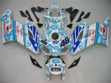 2004-2005 Honda CBR1000RR Motorcycle Fairings - White Blue Snow Nastro Azzurro 46