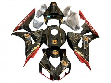 2006-2007 Honda CBR1000RR Motorcycle Fairings - Glossy Black Red Gold BACARDI