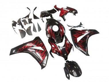 2008-2011 Honda CBR1000RR Motorcycle Fairing - Glossy Black Red Flame