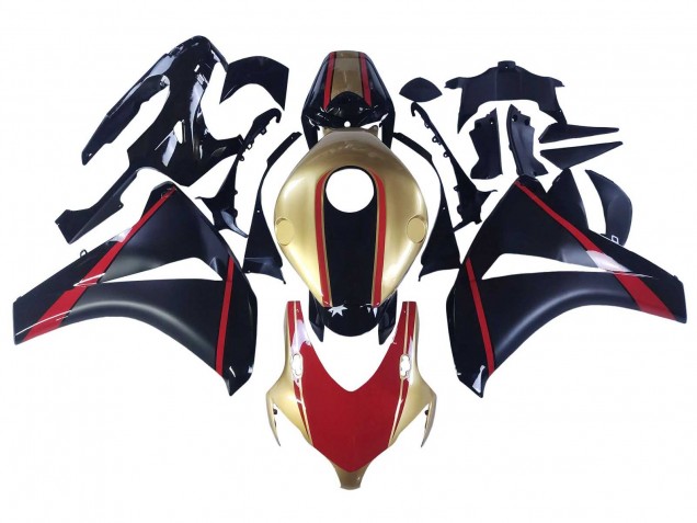 2008-2011 Honda CBR1000RR Motorcycle Fairings - Gold Red Glossy Black