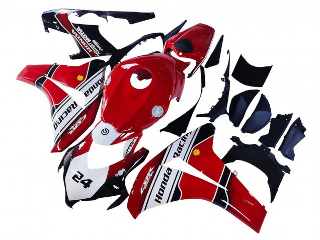 2008-2011 Honda CBR1000RR Motorcycle Fairings - White Red Glossy Black Racing 24