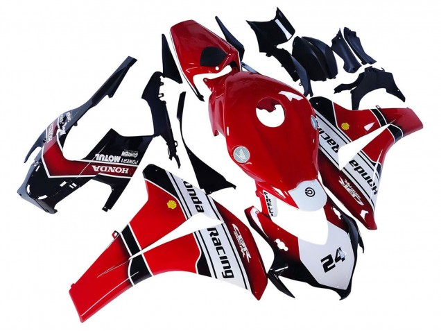 2008-2011 Honda CBR1000RR Motorcycle Fairings - White Red Glossy Black Racing 24